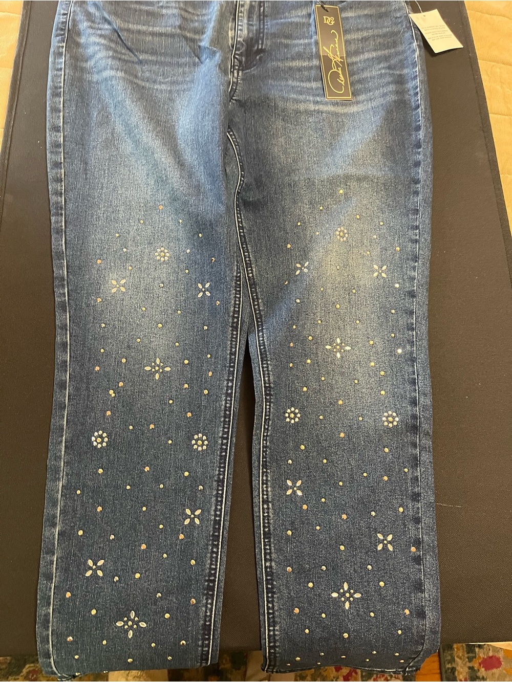 Diane Gilman Dark Wash Embellished Women’s Jeans size 16 NWT - Picture 3 of 8